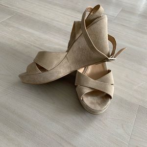 Suede mini platform wedge sandals